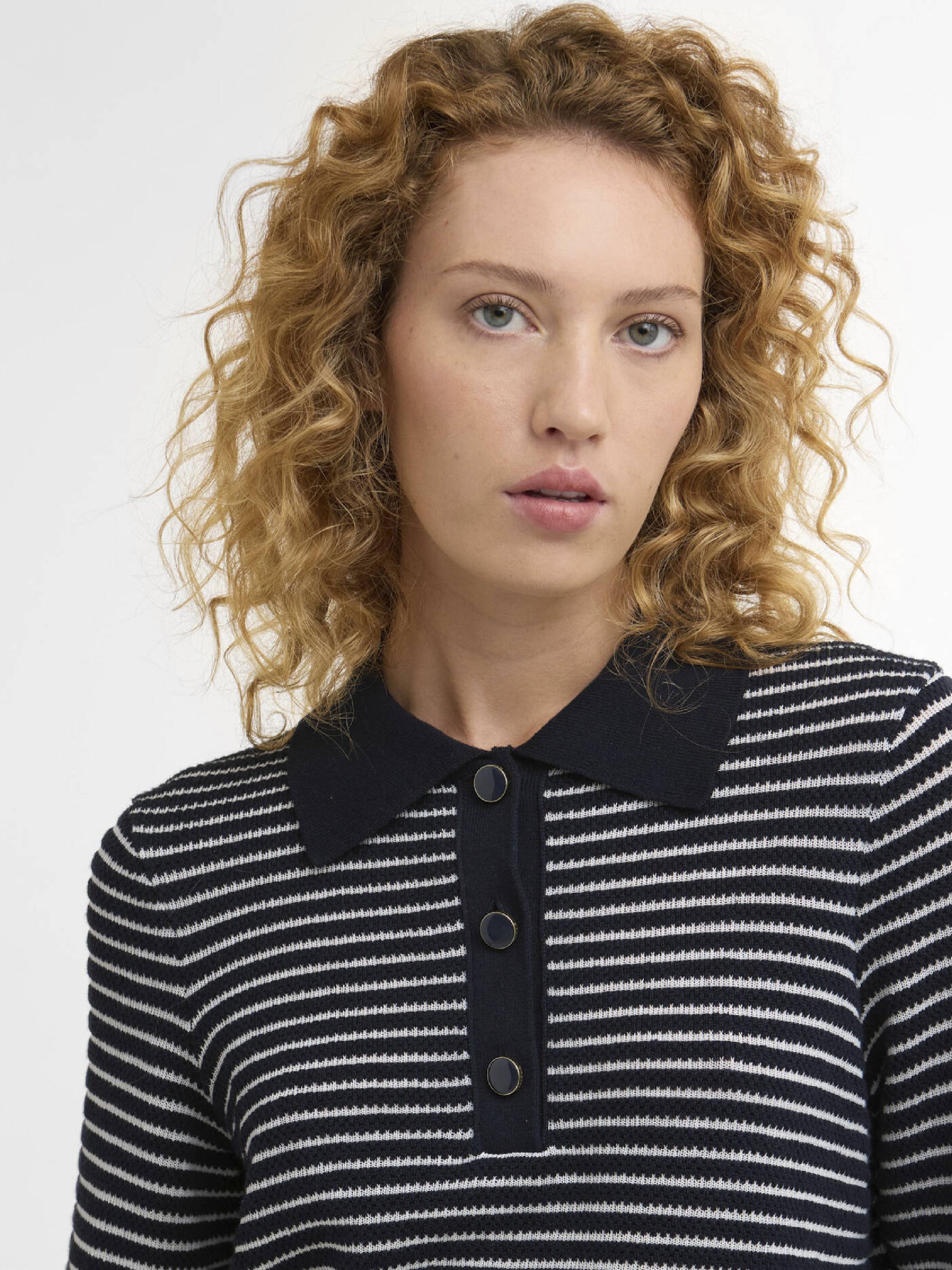 Inez Striped Collared Jumper