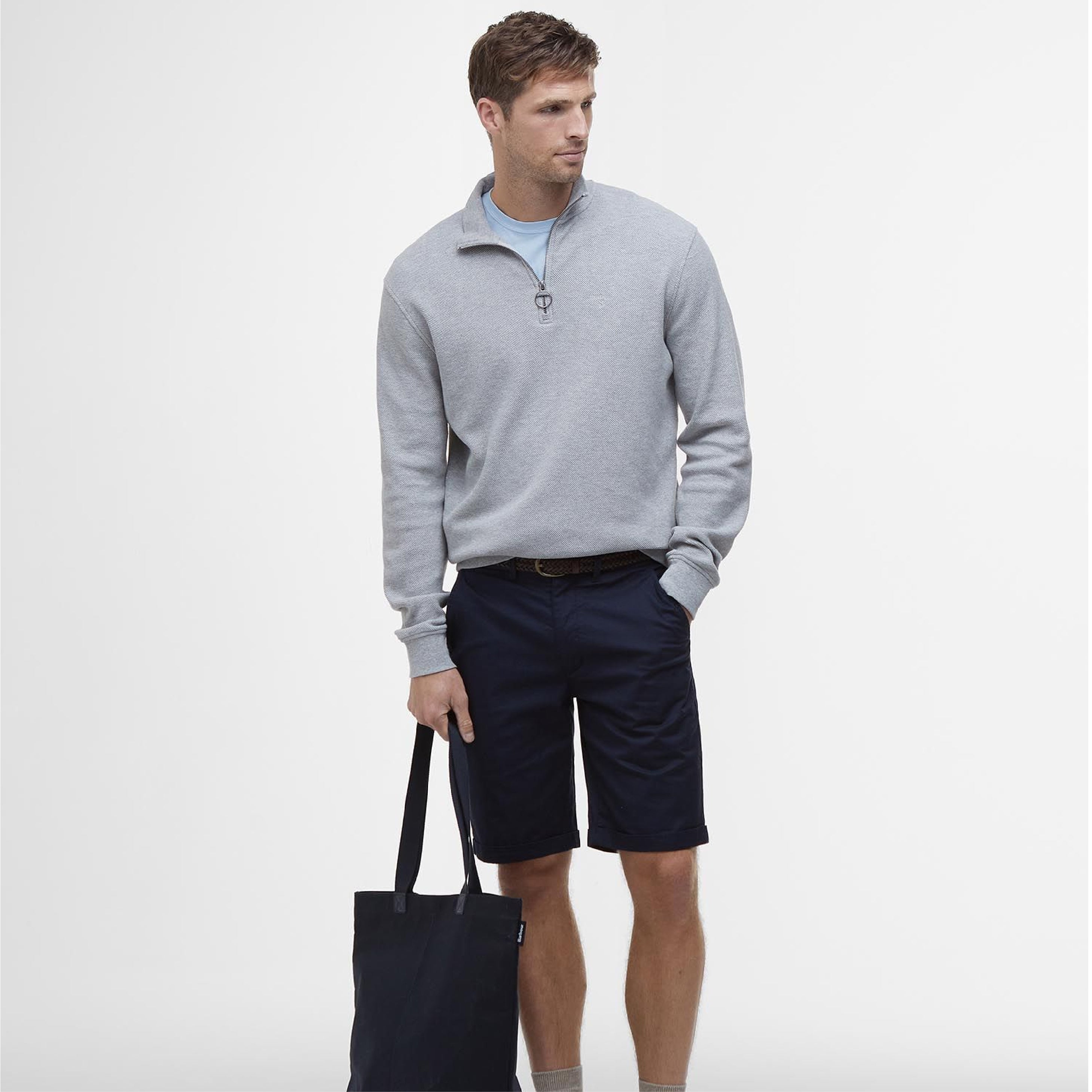 Pique Interlock Half Zip-Sweatshirt